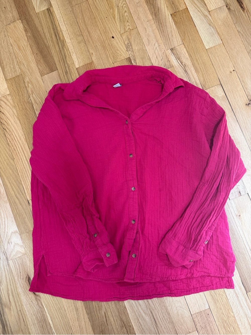 Old Navy Hot Pink Button-Down Linen Shirt